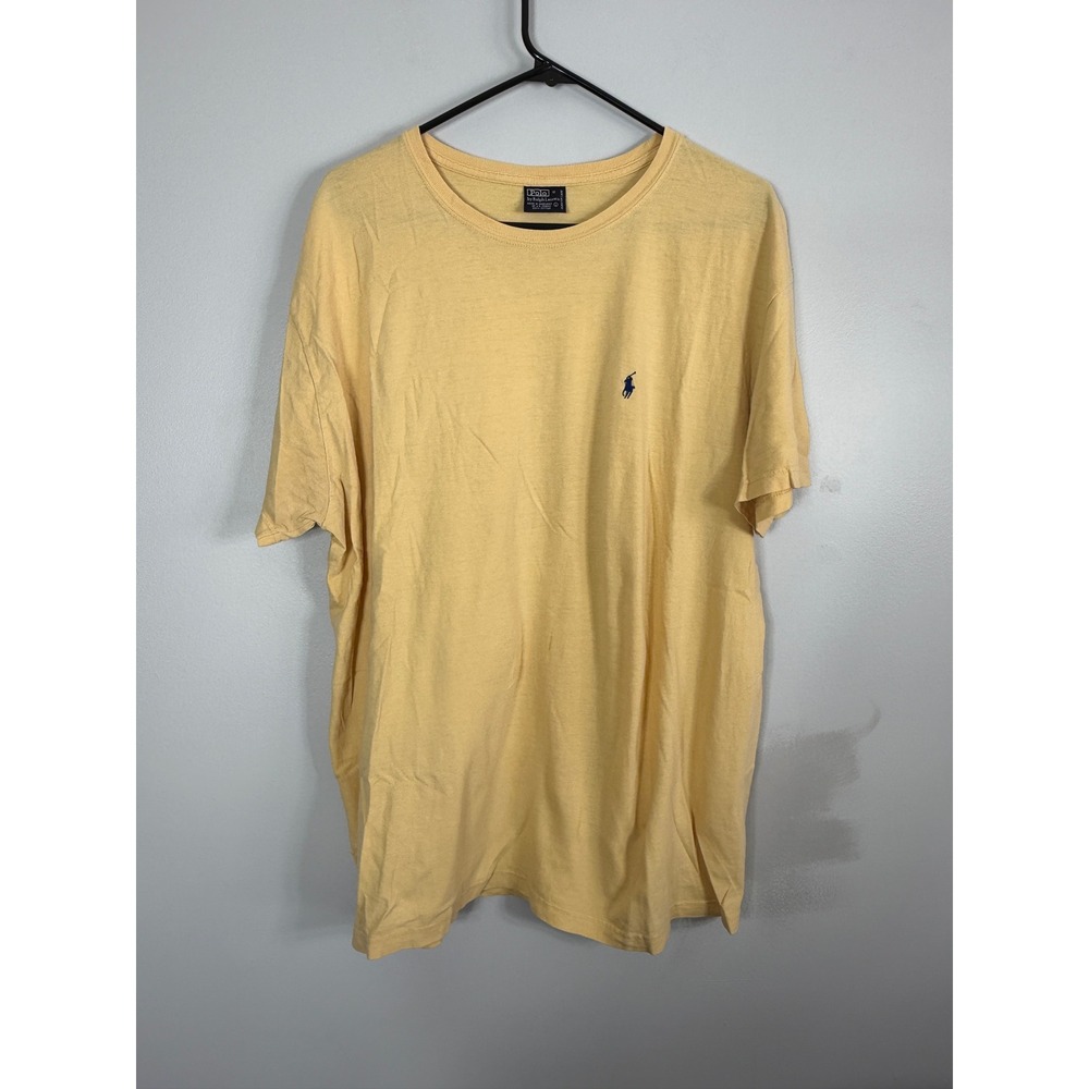 Vintage Polo‎ Ralph Lauren Mens T-Shirt Yellow Blue Pony Logo Large Cotton